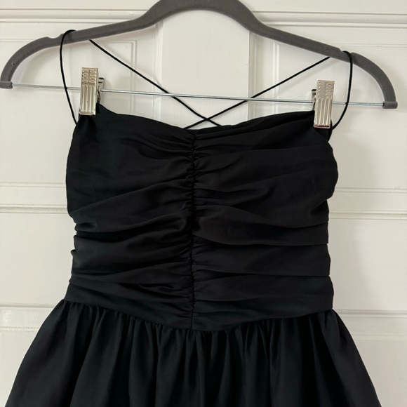 Matteau Gathered Lace Up Silk Cotton Maxi Dress Black Size 3 US 6 - Picture 6 of 11